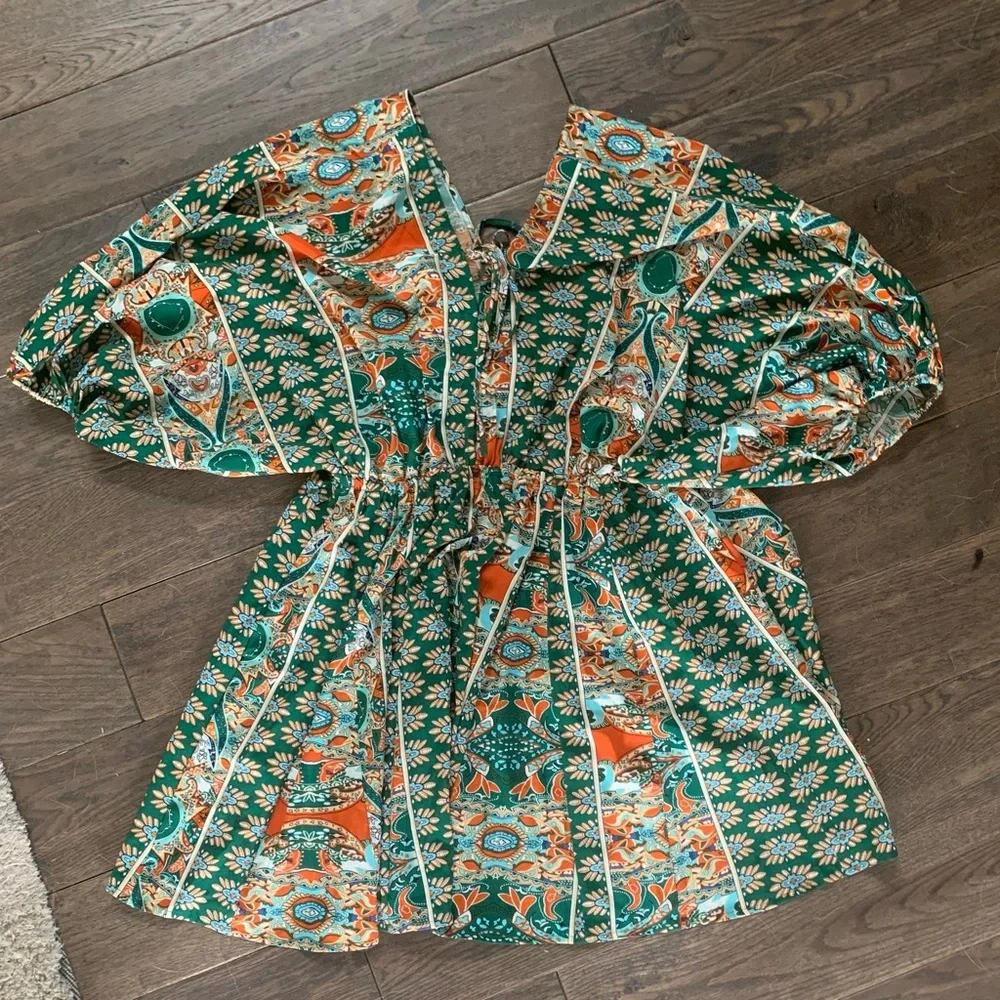 Cupshe Floral Ornate Print Tie Front Dress or Swim Coverup - Picture 5 of 10